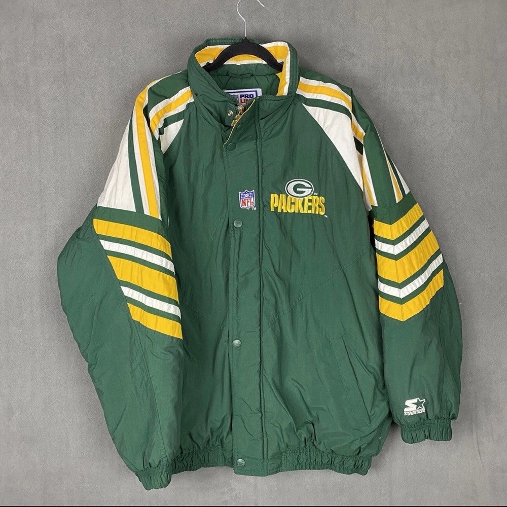 Vintage STARTER Green and Yellow Packers Quilted Jacket